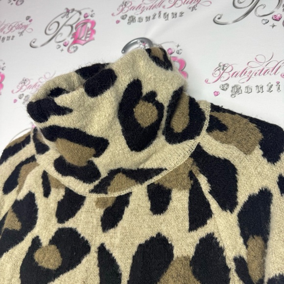 Rag supply cheetah print sweater pull over turtle neck animal print furry fuzzy - Picture 6 of 11